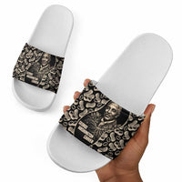 George Washington Carver Slide Sandals Peanut From Soil Comes Knowledge Quote and Agricultural Roots - Wonder Print Shop