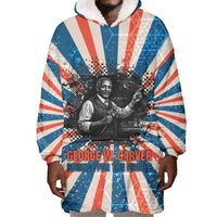 George Washington Carver Wearable Blanket Hoodie with Science Teaching Scene, Education Is the Key Quote - Wonder Print Shop