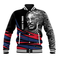 George Washington Carver Baseball Jacket with Tree Portrait Illustration, Nature Is the Greatest Teacher Quote - Wonder Print Shop