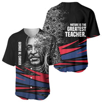 George Washington Carver Baseball Jersey with Tree Portrait Illustration, Nature Is the Greatest Teacher Quote - Wonder Print Shop