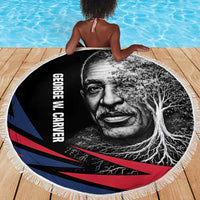 George Washington Carver Beach Blanket with Tree Portrait Illustration, Nature Is the Greatest Teacher Quote - Wonder Print Shop