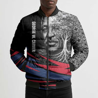 George Washington Carver Bomber Puffer Jacket with Tree Portrait Illustration, Nature Is the Greatest Teacher Quote - Wonder Print Shop