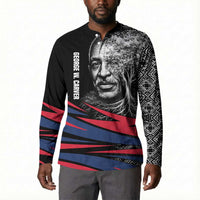 George Washington Carver Button Sweatshirt with Tree Portrait Illustration, Nature Is the Greatest Teacher Quote