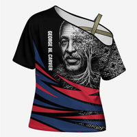 George Washington Carver Cross Shoulder Shirt with Tree Portrait Illustration, Nature Is the Greatest Teacher Quote - Wonder Print Shop