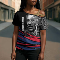 George Washington Carver Cross Shoulder Shirt with Tree Portrait Illustration, Nature Is the Greatest Teacher Quote - Wonder Print Shop
