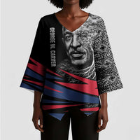George Washington Carver Kimono Sleeve Blouse with Tree Portrait Illustration, Nature Is the Greatest Teacher Quote - Wonder Print Shop