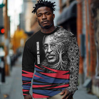 George Washington Carver Long Sleeve Shirt with Tree Portrait Illustration, Nature Is the Greatest Teacher Quote - Wonder Print Shop