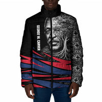 George Washington Carver Padded Jacket with Tree Portrait Illustration, Nature Is the Greatest Teacher Quote - Wonder Print Shop