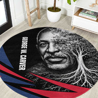 George Washington Carver Round Carpet with Tree Portrait Illustration, Nature Is the Greatest Teacher Quote - Wonder Print Shop