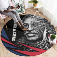 George Washington Carver Round Carpet with Tree Portrait Illustration, Nature Is the Greatest Teacher Quote - Wonder Print Shop