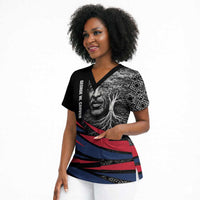 George Washington Carver Scrub Top with Tree Portrait Illustration, Nature Is the Greatest Teacher Quote - Wonder Print Shop