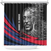 George Washington Carver Shower Curtain with Tree Portrait Illustration, Nature Is the Greatest Teacher Quote - Wonder Print Shop