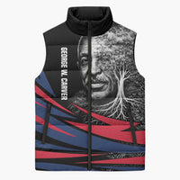 George Washington Carver Sleeveless Puffer Jacket with Tree Portrait Illustration, Nature Is the Greatest Teacher Quote - Wonder Print Shop