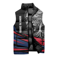 George Washington Carver Sleeveless Puffer Jacket with Tree Portrait Illustration, Nature Is the Greatest Teacher Quote - Wonder Print Shop
