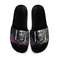 George Washington Carver Slide Sandals with Tree Portrait Illustration, Nature Is the Greatest Teacher Quote - Wonder Print Shop