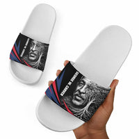 George Washington Carver Slide Sandals with Tree Portrait Illustration, Nature Is the Greatest Teacher Quote - Wonder Print Shop