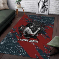 Katherine Johnson Area Rug with Chalkboard Math Scene, Verify the Numbers Quote and Space Orbit - Wonder Print Shop