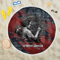 Katherine Johnson Beach Blanket with Chalkboard Math Scene, Verify the Numbers Quote and Space Orbit - Wonder Print Shop