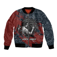 Katherine Johnson Bomber Jacket with Chalkboard Math Scene, Verify the Numbers Quote and Space Orbit - Wonder Print Shop
