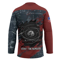 Katherine Johnson Hockey Jersey with Chalkboard Math Scene, Verify the Numbers Quote and Space Orbit - Wonder Print Shop
