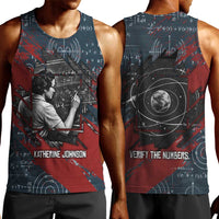 Katherine Johnson Men Tank Top with Chalkboard Math Scene, Verify the Numbers Quote and Space Orbit - Wonder Print Shop