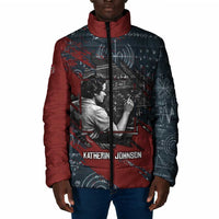 Katherine Johnson Padded Jacket with Chalkboard Math Scene, Verify the Numbers Quote and Space Orbit - Wonder Print Shop
