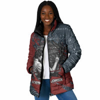 Katherine Johnson Padded Jacket with Chalkboard Math Scene, Verify the Numbers Quote and Space Orbit - Wonder Print Shop