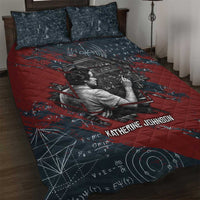 Katherine Johnson Quilt Bed Set with Chalkboard Math Scene, Verify the Numbers Quote and Space Orbit - Wonder Print Shop