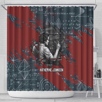 Katherine Johnson Shower Curtain with Chalkboard Math Scene, Verify the Numbers Quote and Space Orbit - Wonder Print Shop