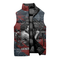 Katherine Johnson Sleeveless Puffer Jacket with Chalkboard Math Scene, Verify the Numbers Quote and Space Orbit - Wonder Print Shop