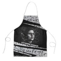 Katherine Johnson Apron with Orbital Space Portrait, Historic NASA Launch Dates and Physics - Wonder Print Shop