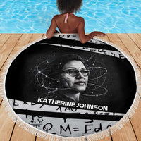 Katherine Johnson Beach Blanket with Orbital Space Portrait, Historic NASA Launch Dates and Physics - Wonder Print Shop