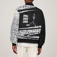 Katherine Johnson Bomber Jacket with Orbital Space Portrait, Historic NASA Launch Dates and Physics - Wonder Print Shop