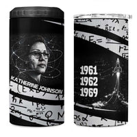 Katherine Johnson 4 in 1 Can Cooler Tumbler with Orbital Space Portrait, Historic NASA Launch Dates and Physics - Wonder Print Shop