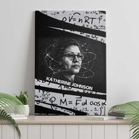 Katherine Johnson Canvas Wall Art with Orbital Space Portrait, Historic NASA Launch Dates and Physics - Wonder Print Shop