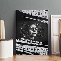 Katherine Johnson Canvas Wall Art with Orbital Space Portrait, Historic NASA Launch Dates and Physics - Wonder Print Shop