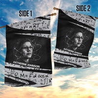 Katherine Johnson Garden Flag with Orbital Space Portrait, Historic NASA Launch Dates and Physics - Wonder Print Shop