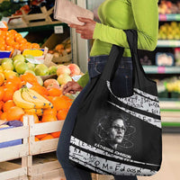 Katherine Johnson Grocery Bag with Orbital Space Portrait, Historic NASA Launch Dates and Physics - Wonder Print Shop