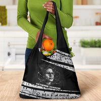 Katherine Johnson Grocery Bag with Orbital Space Portrait, Historic NASA Launch Dates and Physics - Wonder Print Shop