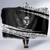 Katherine Johnson Hooded Blanket with Orbital Space Portrait, Historic NASA Launch Dates and Physics - Wonder Print Shop