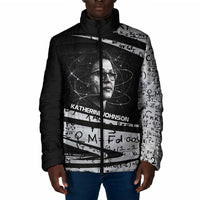 Katherine Johnson Padded Jacket with Orbital Space Portrait, Historic NASA Launch Dates and Physics - Wonder Print Shop