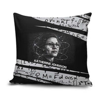 Katherine Johnson Pillow Cover with Orbital Space Portrait, Historic NASA Launch Dates and Physics - Wonder Print Shop