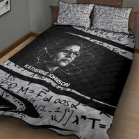 Katherine Johnson Quilt Bed Set with Orbital Space Portrait, Historic NASA Launch Dates and Physics - Wonder Print Shop