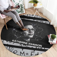 Katherine Johnson Round Carpet with Orbital Space Portrait, Historic NASA Launch Dates and Physics - Wonder Print Shop