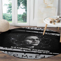 Katherine Johnson Round Carpet with Orbital Space Portrait, Historic NASA Launch Dates and Physics - Wonder Print Shop