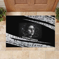 Katherine Johnson Rubber Doormat with Orbital Space Portrait, Historic NASA Launch Dates and Physics - Wonder Print Shop