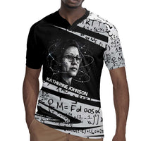 Katherine Johnson Rugby Jersey with Orbital Space Portrait, Historic NASA Launch Dates and Physics - Wonder Print Shop