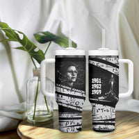 Katherine Johnson Tumbler With Handle with Orbital Space Portrait, Historic NASA Launch Dates and Physics - Wonder Print Shop