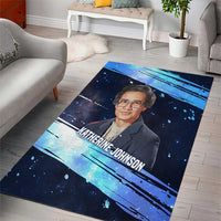 Katherine Johnson Area Rug with Galaxy Background, Hidden No More Quote and Rocket Brain Equation - Wonder Print Shop
