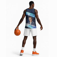 Katherine Johnson Basketball Jersey with Galaxy Background, Hidden No More Quote and Rocket Brain Equation - Wonder Print Shop